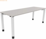 Soennecken Schreibtisch Vierfu&szlig; Quadratrohr B2000xT700xH680-820 wei&szlig;/L