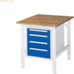 Rau Arbeitstisch 750x1000x760-1080 4xSchub B-Platte 25mm lichtgrau/enz