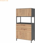 mcbuero.de Kombischrank FlexWall 4OH 1offen Sockel graphit/asteiche