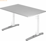 mcbuero.de Schreibtisch C-Fu&szlig; 120x80cm Grau/Wei&szlig;-Alu poliert