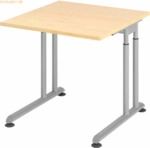 mcbuero.de Schreibtisch C-Fu&szlig; 80x80cm Ahorn/Silber