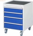 Rau Rollcontainer 580x650x745mm 4xSchub-TA lichtgrau/enzianblau