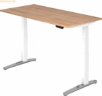 mcbuero.de Sitz-Steh-Schreibtisch elektrisch 160x80cm Nussbaum/Wei&szlig;-al