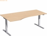 Geram&ouml;bel Elektro-Hubtisch links S-08F1812-BS buche/silber