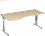 Geram&ouml;bel Schreibtisch Flex links S-617306-AS C-Fu&szlig; ahorn/silber