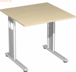 Geram&ouml;bel Schreibtisch Flex S-617101-AS 80x80x68-82cm ahorn/silber