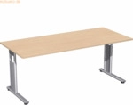 Geram&ouml;bel Schreibtisch C-Fu&szlig; Flex S-617146-AS 180x80x82cm ahorn/silber