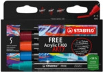 5 x Stabilo Acrymarker FREE Acrylic T300 Kartonetui 5 St&uuml;ck/5 Farben U