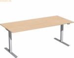 Geram&ouml;bel Elektro-Hubtisch S-08F1808-BS 180x80x65-125cm buche/silber