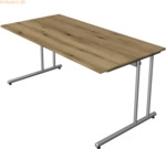 Kerkmann Schreibtisch start up Fu&szlig; silber BxT 160x80cm eiche