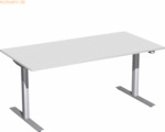 Geram&ouml;bel Elektro-Hubtisch S-08F1608-LS 160x80x65-125cm lichtgrau/silb