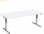 Geram&ouml;bel Elektro-Hubtisch S-08F1808-WS 180x80x65-125cm wei&szlig;/silber