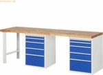 Rau Werkbank 2500x700x890mm 10xSchublade-TA lichtgrau/enzianblau