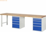 Rau Werkbank 3000x700x890mm 10xSchublade-TA lichtgrau/enzianblau
