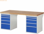 Rau Werkbank 2000x900x890mm 10xSchublade-TA lichtgrau/enzianblau