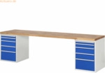 Rau Werkbank 3000x700x890mm 10xSchublade-TA lichtgrau/enzianblau