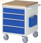 Rau Montagewagen 580x650x795mm 4xSchub-TA Top 25mm lichtgrau/enzianbla