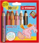 5 x Stabilo Aquarellbuntstift woody 3 in 1 Kartonetui 6 St&uuml;ck/6 Farben