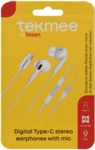 TEKMEE Kopfh&ouml;rer Stereo USB-C In-Ear mit Kabel wei&szlig;.