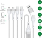 4Smarts 4smarts USB-C/A Multi-Ladekabel 4in2 1,2m, wei&szlig;