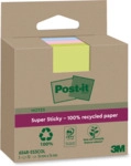Post-it Haftnotiz Super Sticky 100% Recycling Notes - 76 x 76 mm sorti