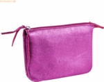 4 x Clairefontaine Tasche klein Leder mit 2 F&auml;chern 13x9cm raspberry