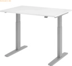 mcbuero.de Sitz-Steh-Schreibtisch elektrisch 120x80cm Wei&szlig;/Silber