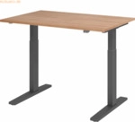 mcbuero.de Sitz-Steh-Schreibtisch elektrisch 120x80cm Nussbaum/Graphit