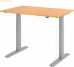 mcbuero.de Sitz-Steh-Schreibtisch elektrisch 120x80cm Buche/Silber