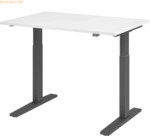 mcbuero.de Sitz-Steh-Schreibtisch elektrisch 120x80cm Wei&szlig;/Graphit