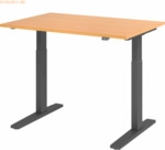 mcbuero.de Sitz-Steh-Schreibtisch elektrisch 120x80cm Buche/Graphit