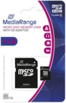 MediaRange Micro SDHC Speicherkarte 4GB Klasse 10 mit SD-Karten Adapte