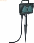 Brennenstuhl Gartensteckdose mit Erdspie&szlig; IP44 1,5m H07RN-F 3G1,5 2x 2