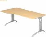 mcbuero.de Schreibtisch 180x100/80cm h&ouml;henverstellbar bis 85cm Ahorn