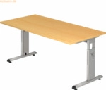 mcbuero.de Schreibtisch C-Fu&szlig; 160x80cm Buche/Silber