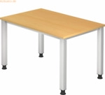 mcbuero.de Schreibtisch 4-Fu&szlig; eckig 120x80cm Buche/Silber