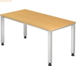 mcbuero.de Schreibtisch 4-Fu&szlig; eckig 160x80cm Buche/Silber