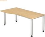 mcbuero.de Schreibtisch 4-Fu&szlig; eckig 180x100/80cm Ahorn/Silber
