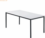 mcbuero.de Besprechungstisch 1600x800mm Grau Fu&szlig; Rundrohr schwarz