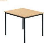 mcbuero.de Besprechungstisch 800x800mm Buche Fu&szlig; Vierkantrohr schwarz
