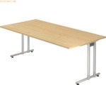mcbuero.de Schreibtisch 200x100cm Ahorn/Silber