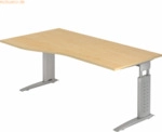 mcbuero.de Schreibtisch C-Fu&szlig; 180x100/80cm Ahorn/Silber