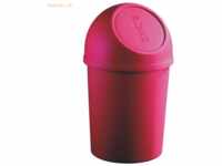 6 x Helit Abfallbehälter 13l Kunststoff mit Push-Deckel rot