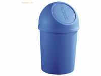 6 x Helit Abfallbehälter 13l Kunststoff mit Push-Deckel blau