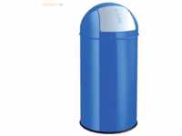 Helit Abfallbehälter 30l Metall mit Push-Einwurfklappe blau