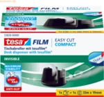 8 x Tesa Tischabroller Easy Cut compact schwarz + 1 Rolle 33mx19mm mat
