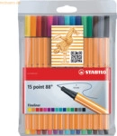 10 x Stabilo Fineliner point 88 Etui mit 15 Stiften