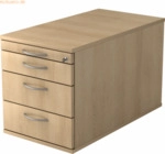 mcbuero.de Rollcontainer 80cm 3 Schub Schloss Bogengriff Eiche