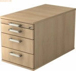 mcbuero.de Rollcontainer 80cm 3 Schub Schloss Chromgriff Eiche