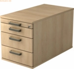 mcbuero.de Rollcontainer 80cm 3 Schub Schloss Streifengriff Eiche